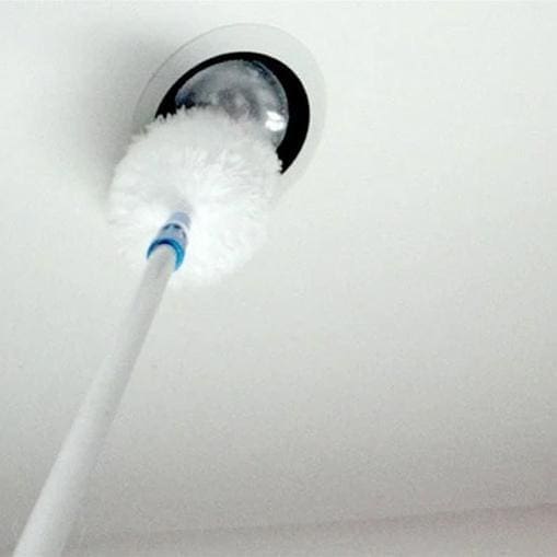 Ask Cindy Shop: Microfiber duster cleaning a light fixture