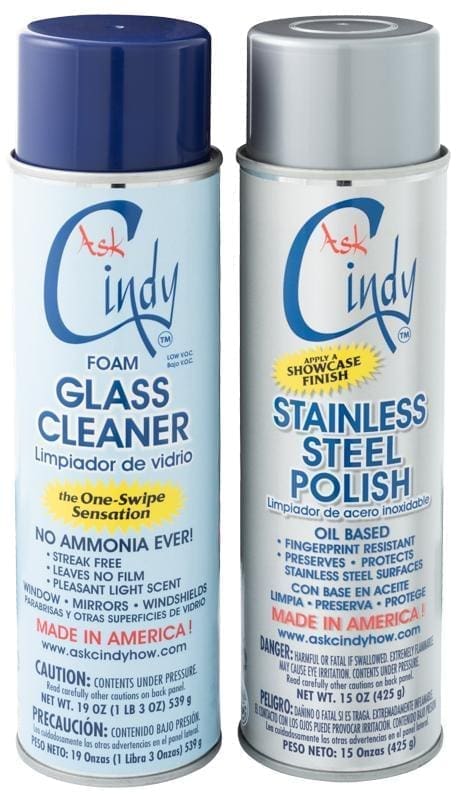 Ask Cindy Shop for glass cleaner and stainless steel polish