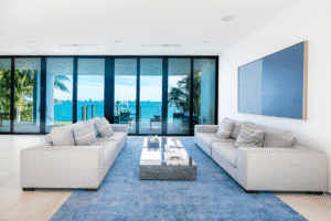 beautiful ocean side home displaying the living room